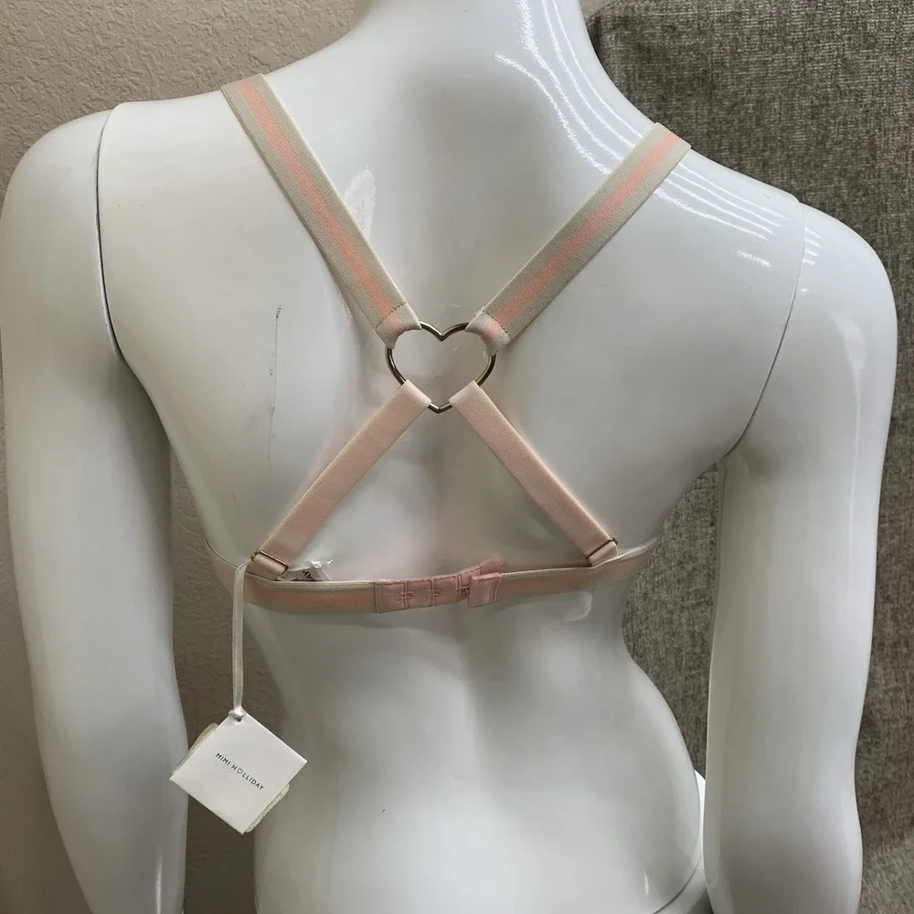 Mimi Holliday Fairy Floss Bra Pink Razor Back Stretch Lace Bra‎ Bralette XS